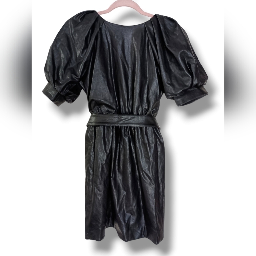 NWT Amanda Uprichard Durand Faux Leather Dress in Black Size Women's XS $224 - Picture 7 of 13